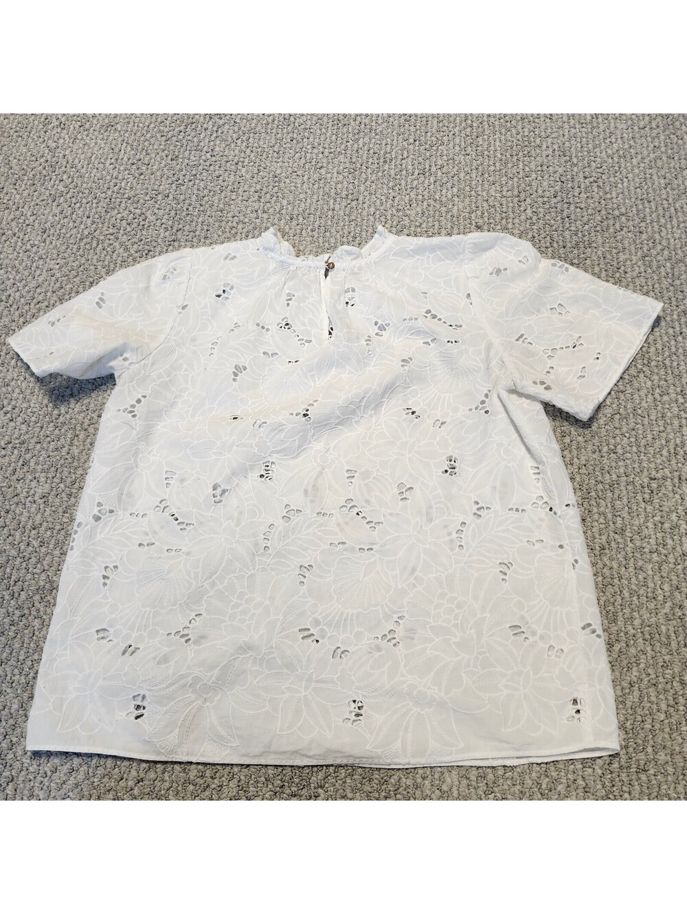 Ann Taylor White Floral Eyelet Lace Blouse Medium - Picture 5 of 10